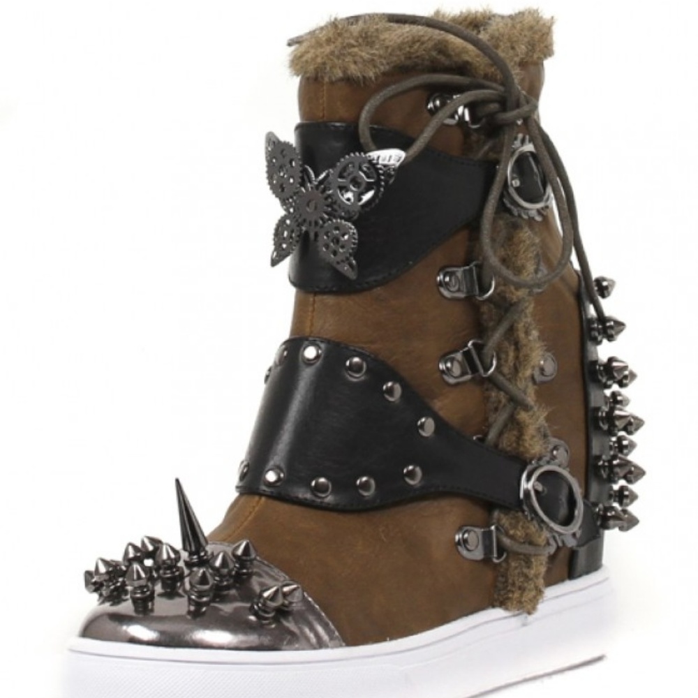 Phelan Brown Concealed Wedge Spiked Booties